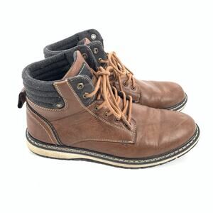 Invito Faux Leather Work Hiking Boots Size 44 EUR 10 US Mens Brown Black Lined